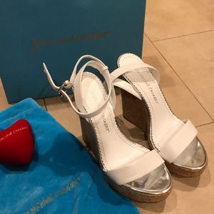 Jean-Michel Cazabat cork wedge sandals in white